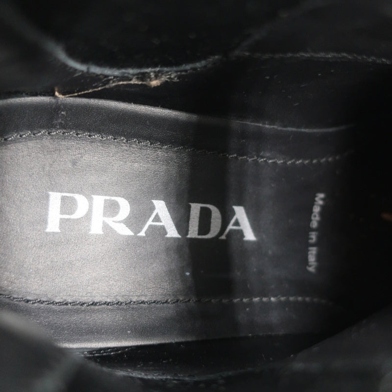 Prada Monolith Chelsea Boots Black Patent Leather Size 36