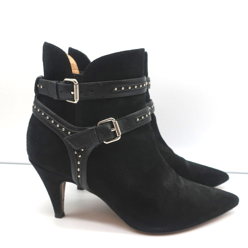 IRO Harness Ankle Boots Salix Black Studded Suede Size 37 Pointed Toe Booties