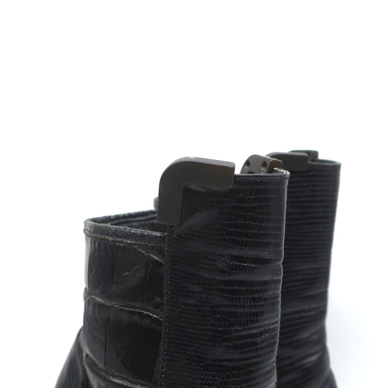 Viktor & Rolf Platform Ankle Boots Black Lizard-Embossed Leather Size 37