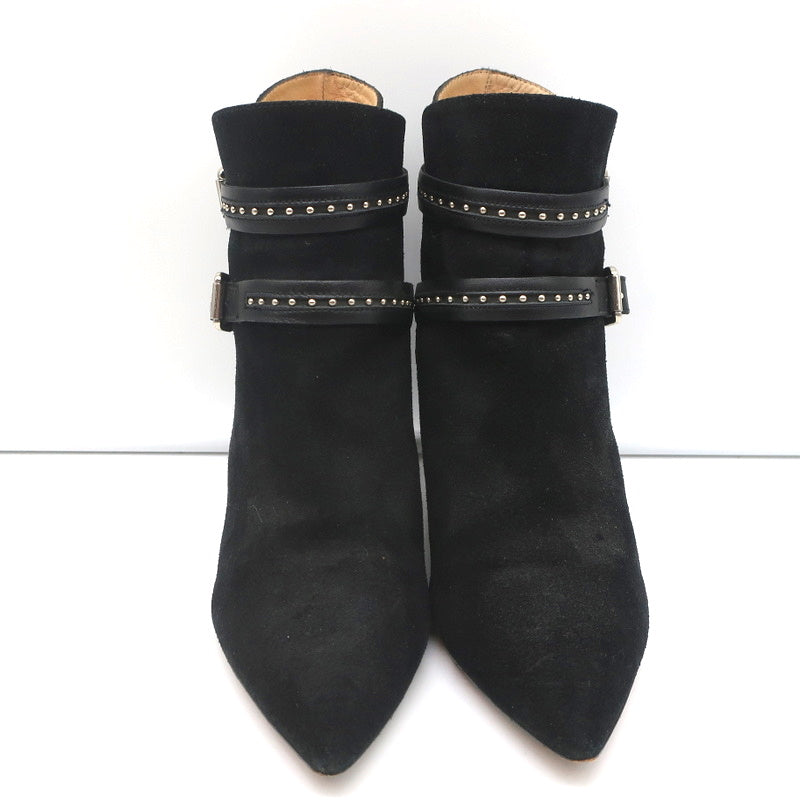 IRO Harness Ankle Boots Salix Black Studded Suede Size 37 Pointed Toe Booties