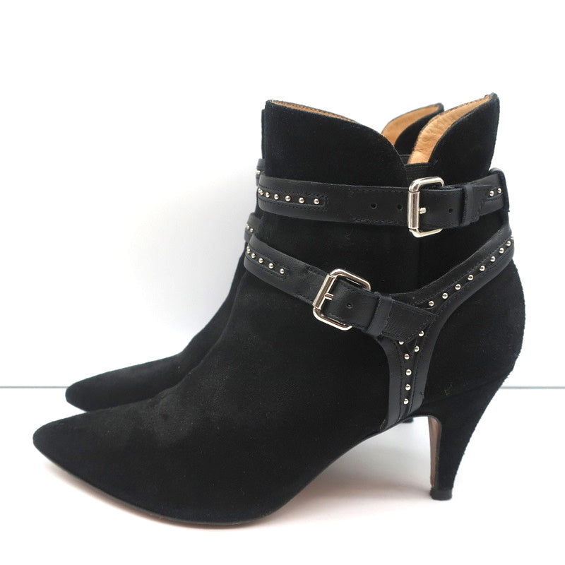 IRO Harness Ankle Boots Salix Black Studded Suede Size 37 Pointed Toe Booties