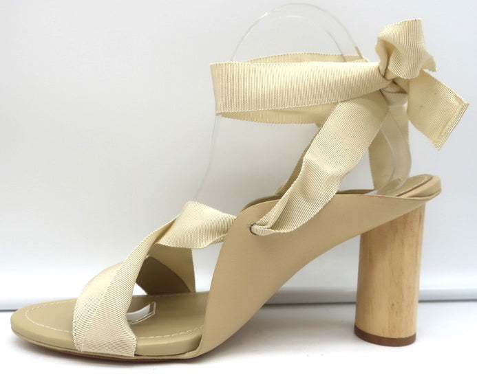Ulla Johnson Ankle Wrap Sandals Kharis Nude Leather Size 40 Open Toe Heels NEW