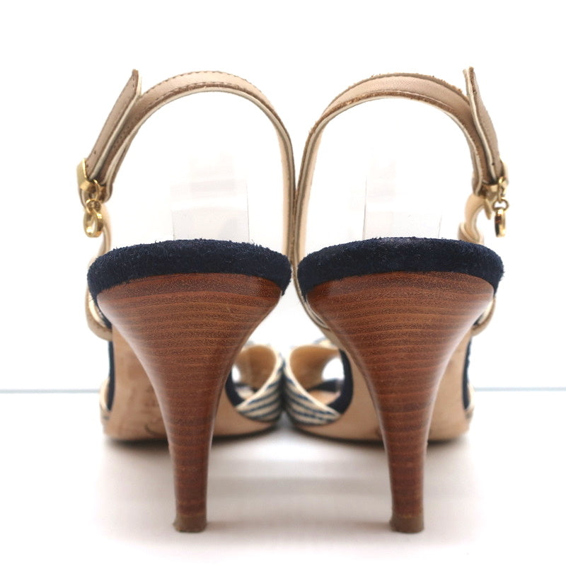 O Jour Asymmetric Bow Sandals Taupe Leather Size 41 Peep Toe Slingback Heels