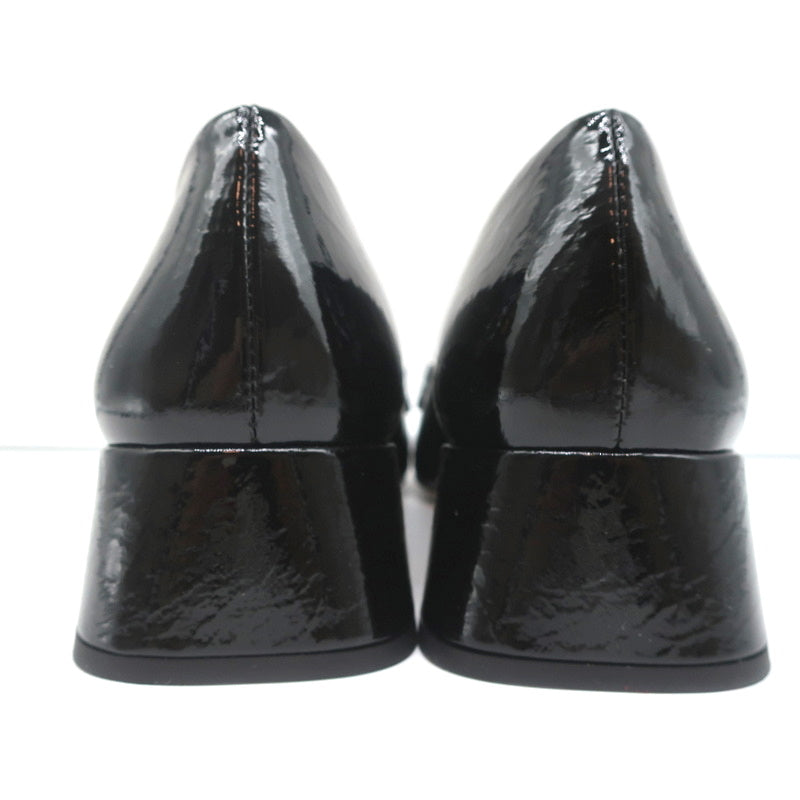 Miu Miu Chain Link Loafers Black Patent Leather Size 36.5 NEW