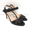 Manolo Blahnik Crisscross Sandals Black Leather Size 39 Ankle Strap Heels