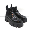Prada Monolith Chelsea Boots Black Patent Leather Size 36