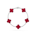 VAN CLEEF VINTAGE ALHAMBRA BRACELET - SILVER/RED