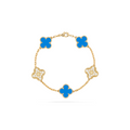VAN CLEEF VINTAGE ALHAMBRA BRACELET - GOLD/BLUE/DIAMANTE