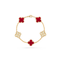 VAN CLEEF VINTAGE ALHAMBRA BRACELET - GOLD/RED/DIAMANTE