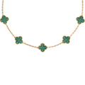 VAN CLEEF VINTAGE ALHAMBRA NECKLACE SMALL PENDANTS - GOLD/GREEN