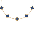VAN CLEEF VINTAGE ALHAMBRA NECKLACE SMALL PENDANTS - GOLD/DARK BLUE