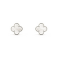 VAN CLEEF VINTAGE ALHAMBRA EARRINGS - SILVER/WHITE