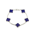 VAN CLEEF VINTAGE ALHAMBRA BRACELET - SILVER/NAVY BLUE