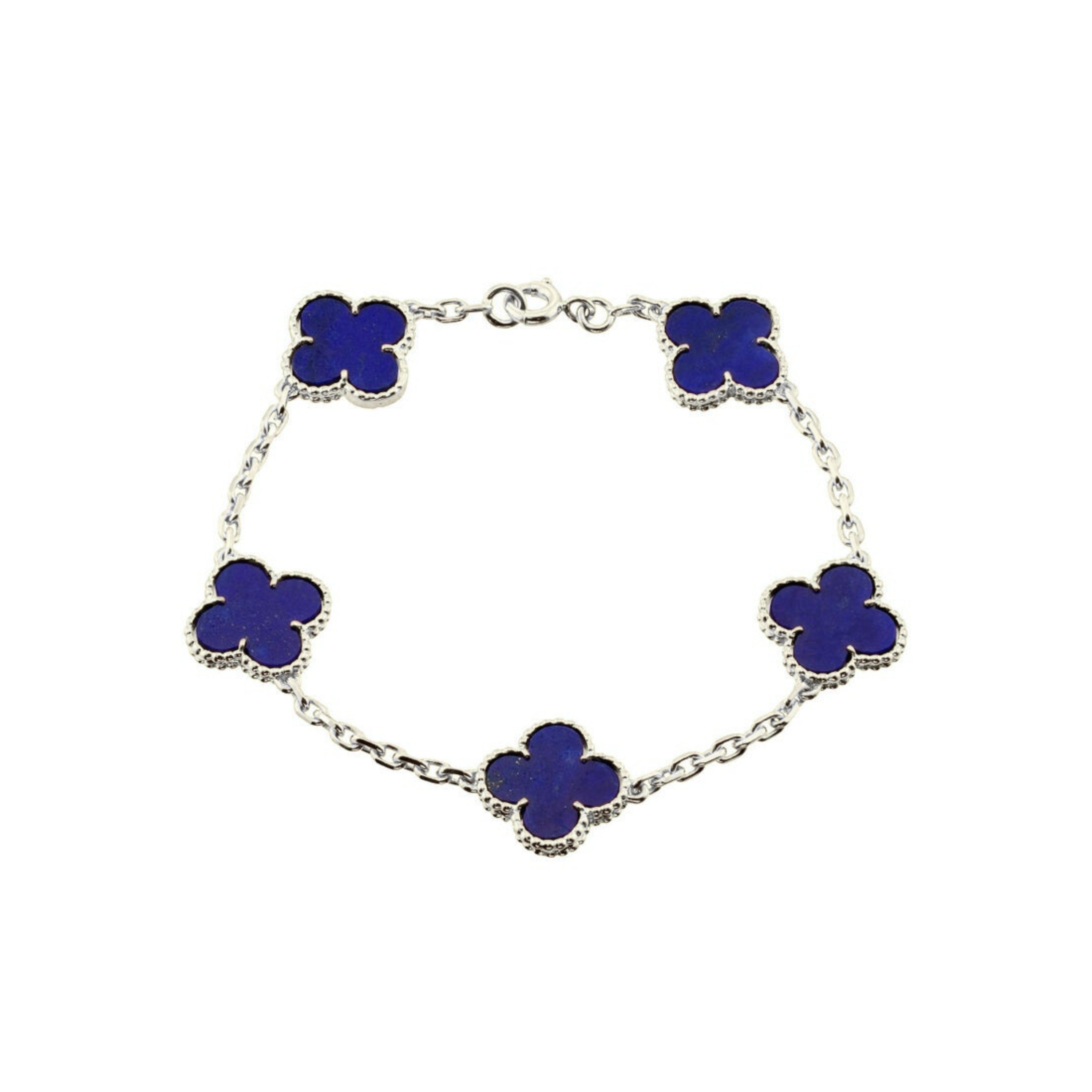 VAN CLEEF VINTAGE ALHAMBRA BRACELET - SILVER/NAVY BLUE