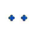VAN CLEEF VINTAGE ALHAMBRA EAR STUDS - GOLD/BLUE