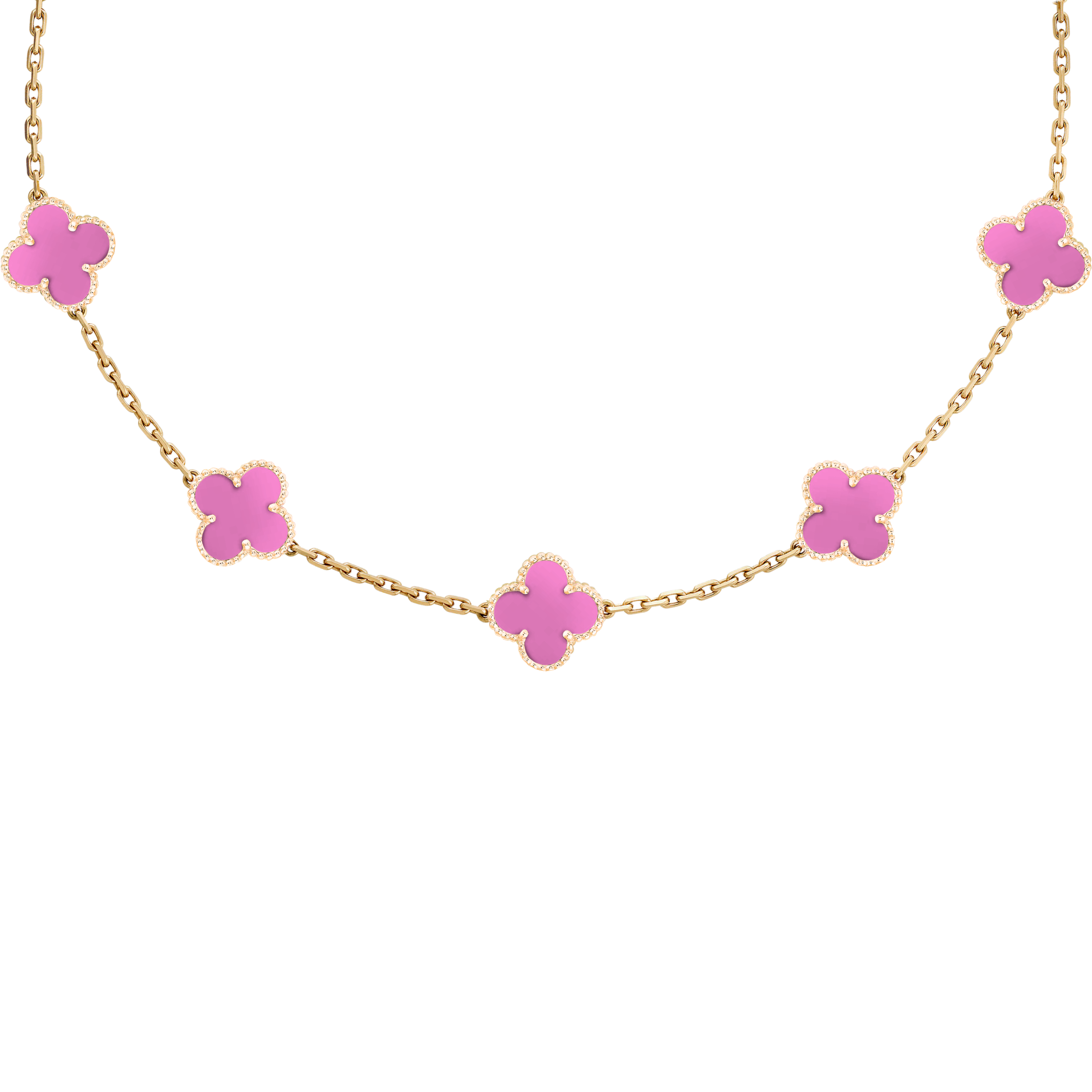 VAN CLEEF VINTAGE ALHAMBRA NECKLACE  - GOLD/PINK
