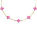 VAN CLEEF VINTAGE ALHAMBRA NECKLACE SMALL PENDANTS - GOLD/PINK