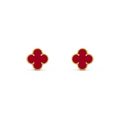 VAN CLEEF VINTAGE ALHAMBRA EARSTUDS - GOLD/RED