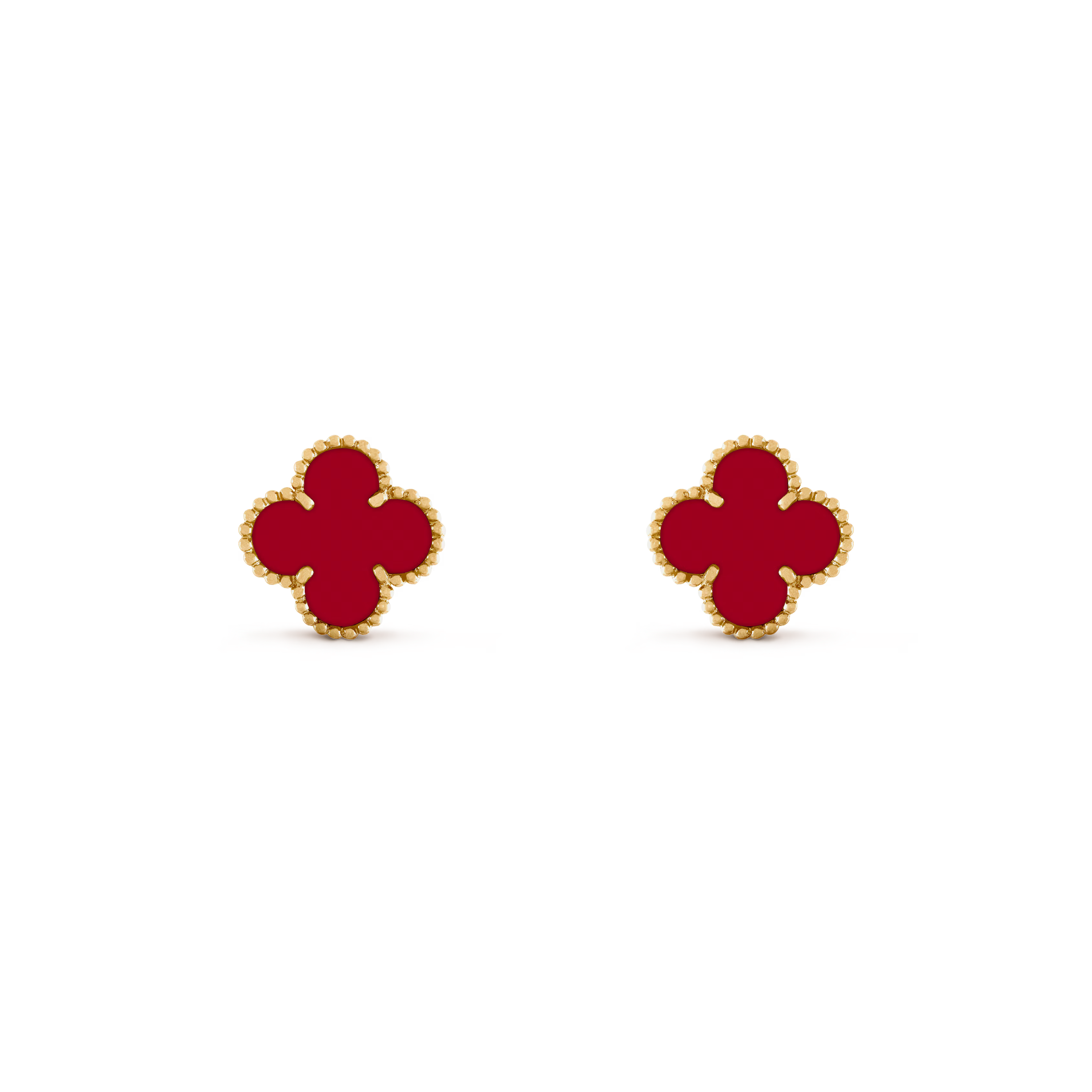 VAN CLEEF VINTAGE ALHAMBRA EARSTUDS - GOLD/RED