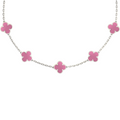 VAN CLEEF VINTAGE ALHAMBRA NECKLACE  - SILVER/PINK