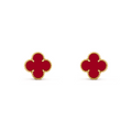 VAN CLEEF VINTAGE ALHAMBRA EARRINGS - GOLD/RED
