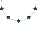 VAN CLEEF VINTAGE ALHAMBRA NECKLACE  - SILVER/GREEN