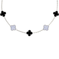 VAN CLEEF VINTAGE ALHAMBRA NECKLACE  - SILVER/BLACK/WHITE