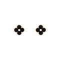 VAN CLEEF VINTAGE ALHAMBRA EARRINGS - GOLD/BLACK/DIAMANTE