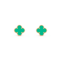 VAN CLEEF VINTAGE ALHAMBRA EAR STUDS - GOLD/TEAL