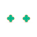VAN CLEEF VINTAGE ALHAMBRA EARRINGS - GOLD/TEAL