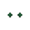 VAN CLEEF VINTAGE ALHAMBRA EAR STUDS - SILVER/GREEN