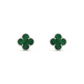 VAN CLEEF VINTAGE ALHAMBRA EARRINGS - SILVER/GREEN