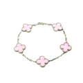 VAN CLEEF VINTAGE ALHAMBRA BRACELET SMALL PENDANTS - SILVER/PINK