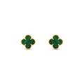 VAN CLEEF VINTAGE ALHAMBRA EAR STUDS - GOLD/GREEN
