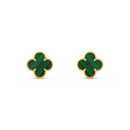 VAN CLEEF VINTAGE ALHAMBRA EARRINGS - GOLD/GREEN