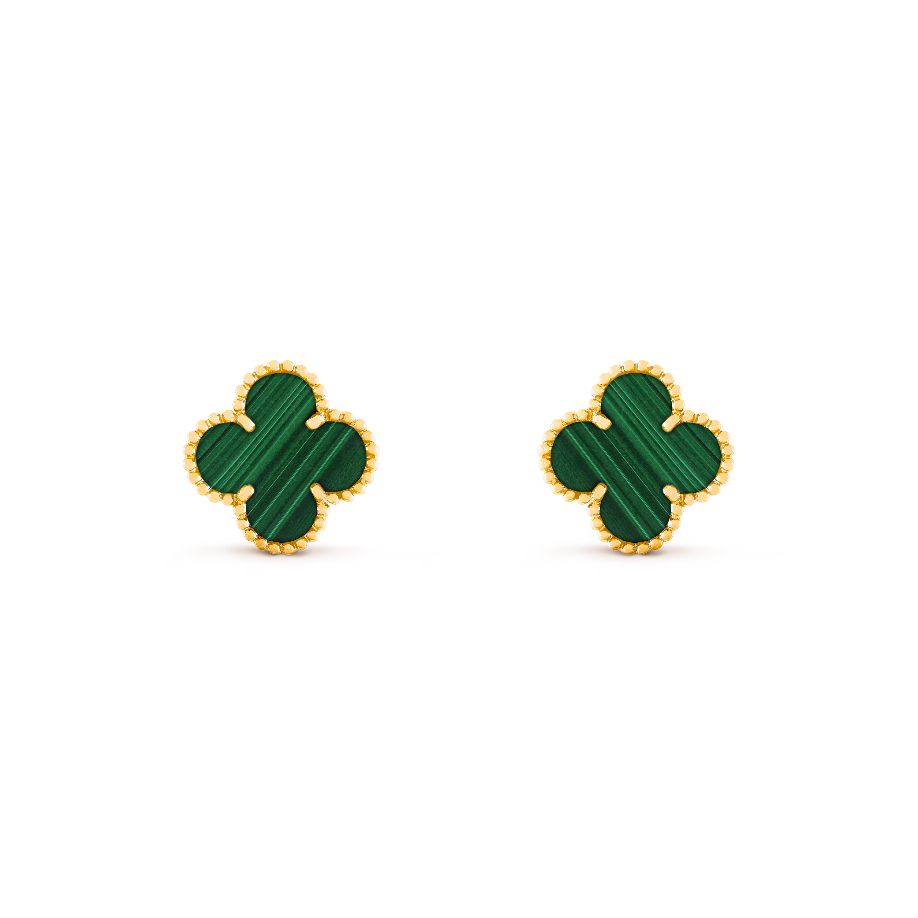VAN CLEEF VINTAGE ALHAMBRA EARRINGS - GOLD/GREEN