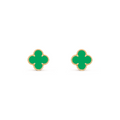 VAN CLEEF VINTAGE ALHAMBRA EAR STUDS - GOLD/TRUE GREEN