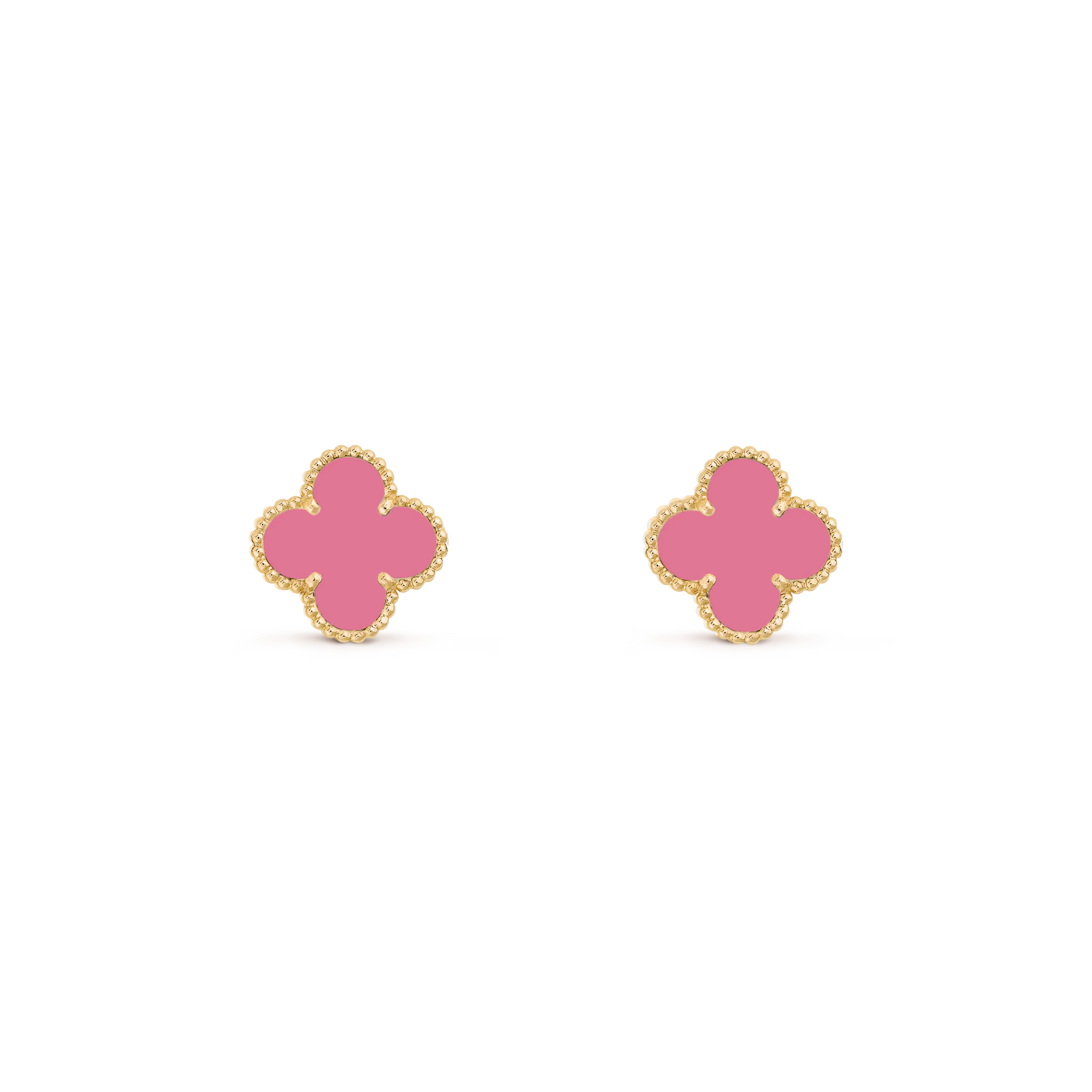 VAN CLEEF VINTAGE ALHAMBRA EAR STUDS - GOLD/PINK