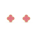 VAN CLEEF VINTAGE ALHAMBRA EAR STUDS - GOLD/CORAL