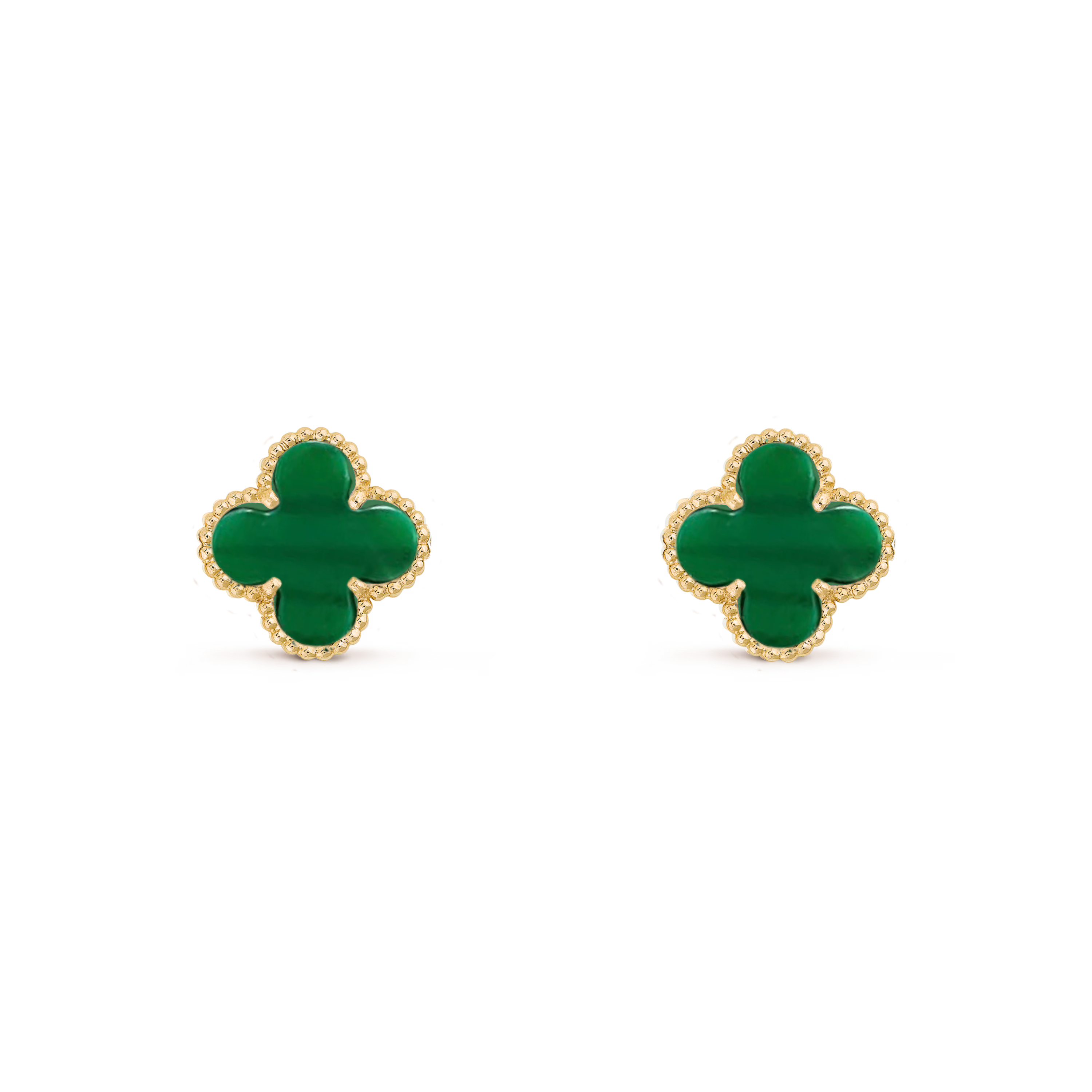 VAN CLEEF VINTAGE ALHAMBRA EARRINGS - GOLD/EMERALD