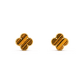 VAN CLEEF VINTAGE ALHAMBRA EARRINGS - GOLD/TIGER EYE ORANGE