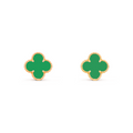 VAN CLEEF VINTAGE ALHAMBRA EARRINGS - GOLD/TRUE GREEN