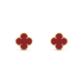 VAN CLEEF VINTAGE ALHAMBRA EARRINGS - GOLD/DEEP RED