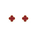 VAN CLEEF VINTAGE ALHAMBRA EARSTUDS - GOLD/DEEP RED