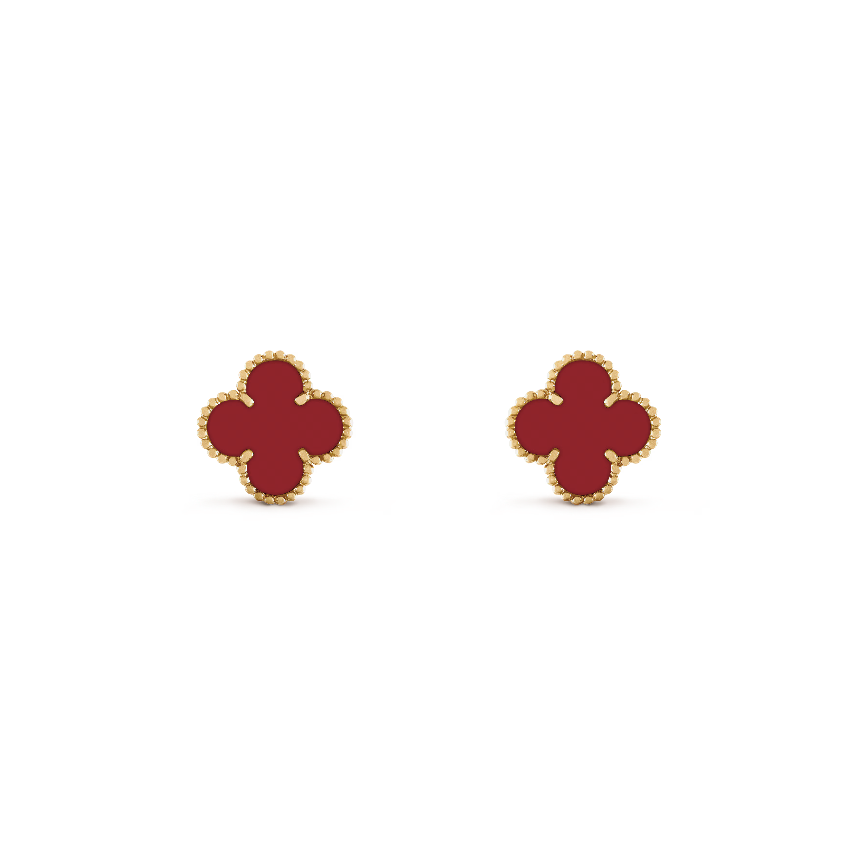 VAN CLEEF VINTAGE ALHAMBRA EARSTUDS - GOLD/DEEP RED