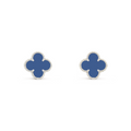 VAN CLEEF VINTAGE ALHAMBRA EARRINGS - SILVER/BLUE
