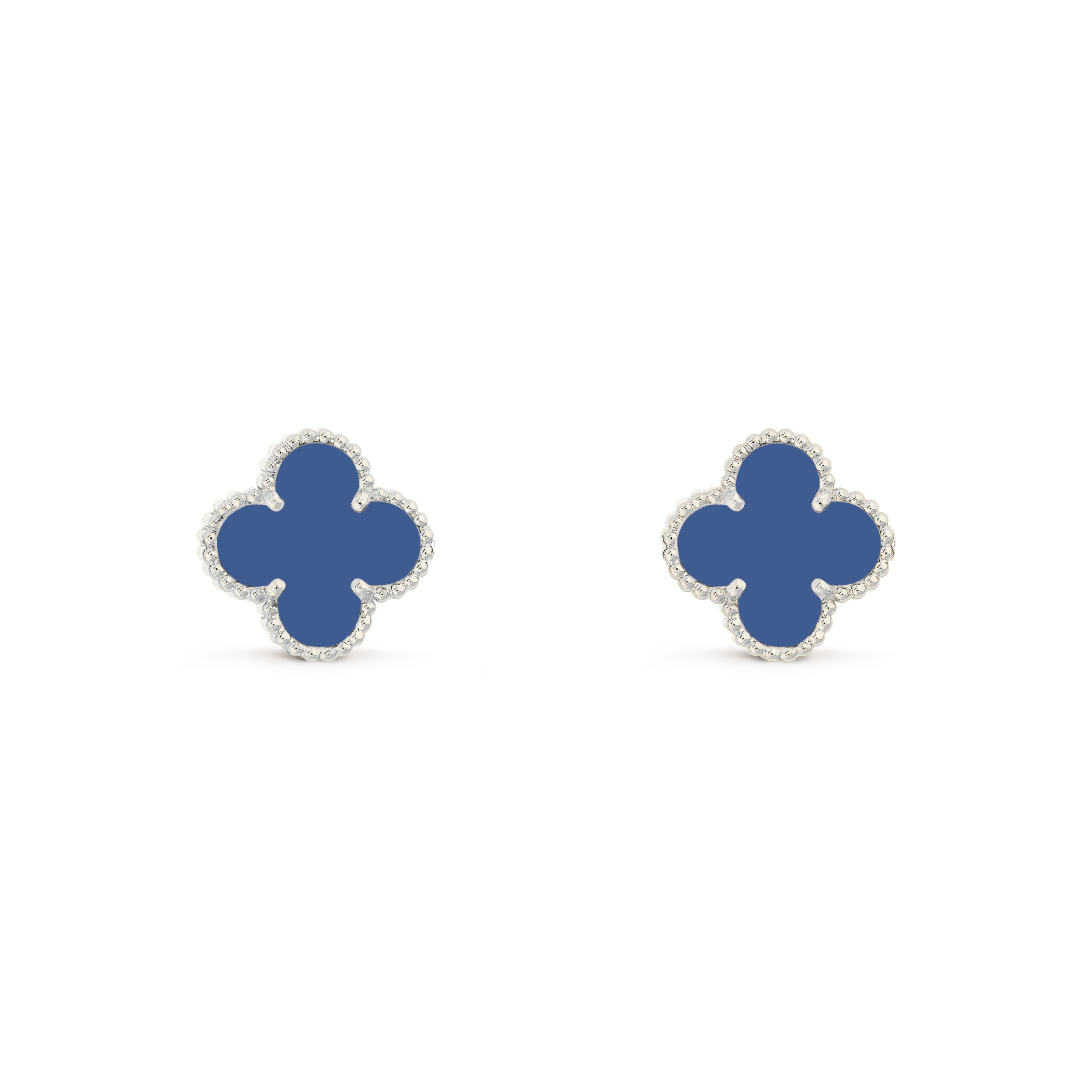 VAN CLEEF VINTAGE ALHAMBRA EARRINGS - SILVER/BLUE