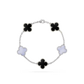 VAN CLEEF VINTAGE ALHAMBRA BRACELET - SILVER/BLACK/WHITE
