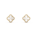 VAN CLEEF VINTAGE ALHAMBRA EARRINGS - GOLD/WHITE