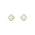 VAN CLEEF VINTAGE ALHAMBRA EARSTUDS - GOLD/WHITE